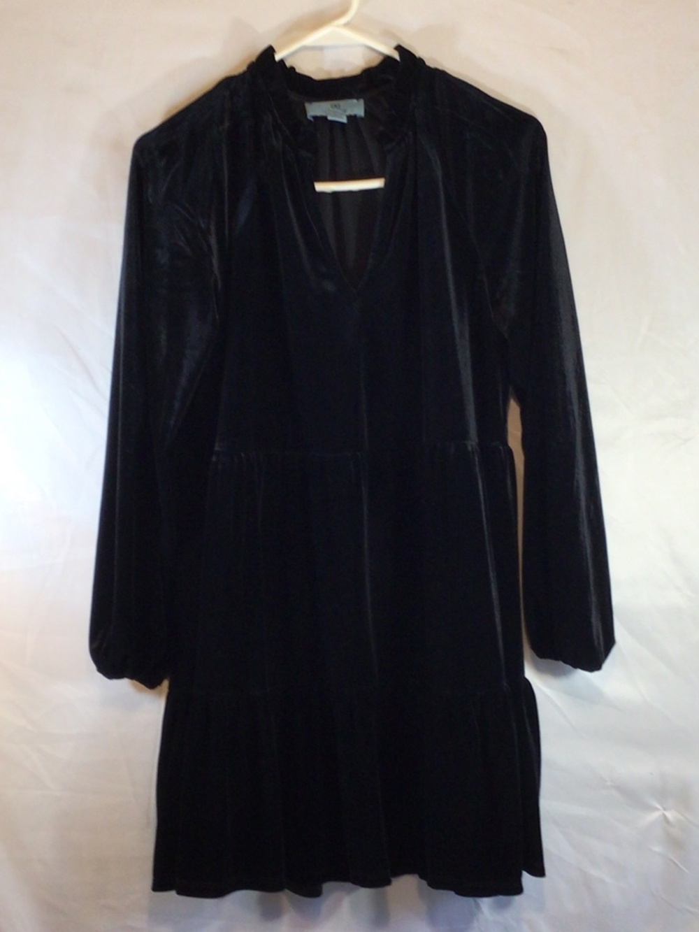 Cece Black Velvet Tiered Dress XS Empire Waist Cottagecore Fairycore Babydoll